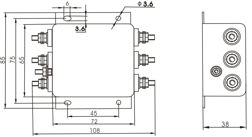 Filtros de ruído de potencia EMI da serie DAA1 (3)